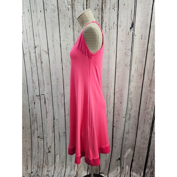 LM Women's M D. Exterior Italy Bright Pink Trapeze Shift Dress Sleeveless Summer - Picture 2 of 8